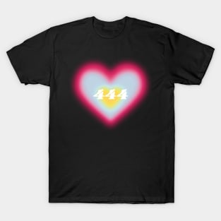 444 angel number heart aura colorful aesthetic T-Shirt